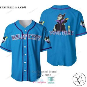 Maleficent Custom Name Blue Baseball Jersey Shirt