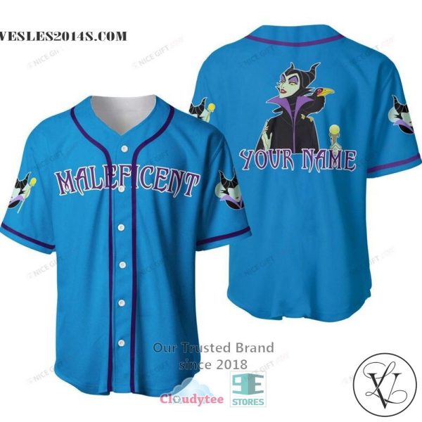 Maleficent Custom Name Blue Baseball Jersey Shirt