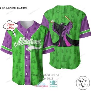 Maleficent Custom Name Purple Green Baseball Jersey Shirt