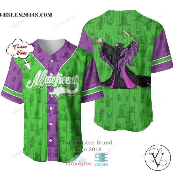 Maleficent Custom Name Purple Green Baseball Jersey Shirt