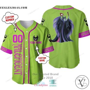 Maleficent Personalized Green Baseball Jersey Shirt