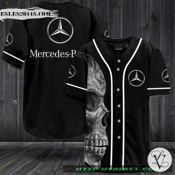 Mercedes Benz Skull Baseball Jersey Shirt