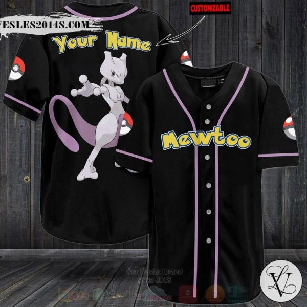 Mewtwo Pokemon Custom Name Baseball Jersey Shirt