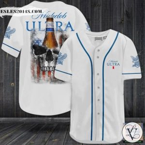 Michelob Ultra Beer Punisher Skull Baseball Jersey Shirt