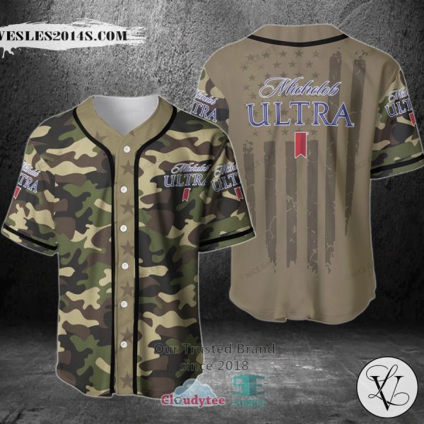 Michelob Ultra United States Flag green camo Baseball Jersey