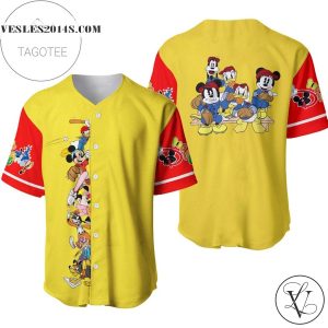 Mickey Minnie & Friends All Over Print Baseball Jersey – Yellow