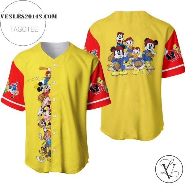 Mickey Minnie & Friends All Over Print Baseball Jersey – Yellow