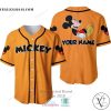 Mickey Mouse Custom Name Orange Color Baseball Jersey Shirt