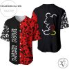 Mickey Mouse Pattern All Over Print Baseball Jersey – Red & Black