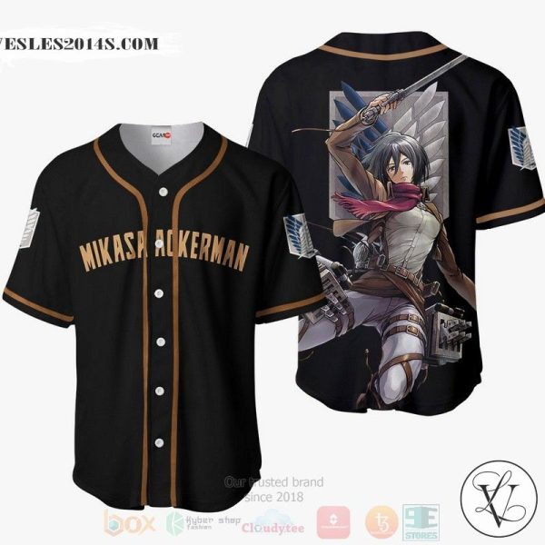 Mikasa Ackerman Attack On Titan Anime Baseball Jersey