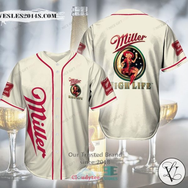 Miller High Life white Baseball Jersey