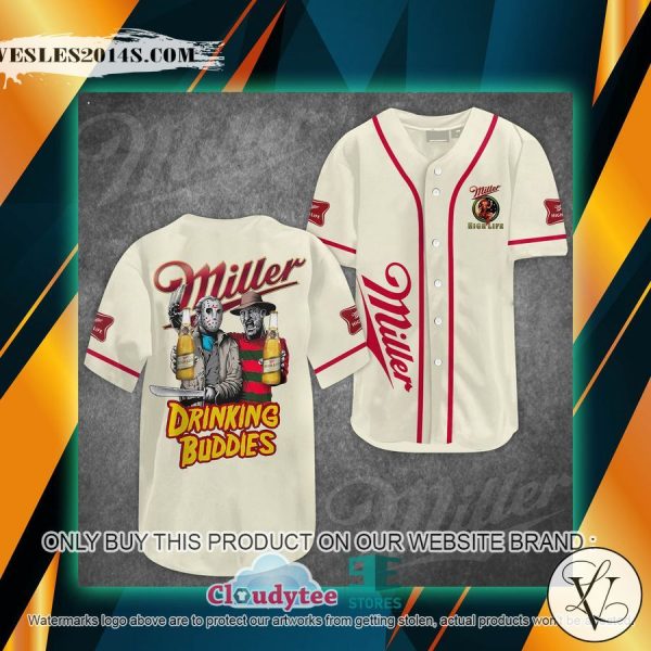 Miller Highlife Jason Voorhees Freddy Krueger Drinking Buddies Baseball Jersey