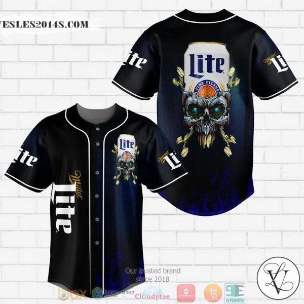 Miller Lite Flame Skull Baseball Jersey
