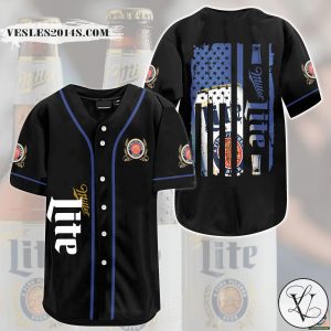 Miller Lite U.S Flag Baseball Jersey Shirt