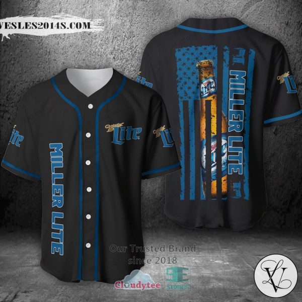 Miller Lite United States Flag black blue Baseball Jersey