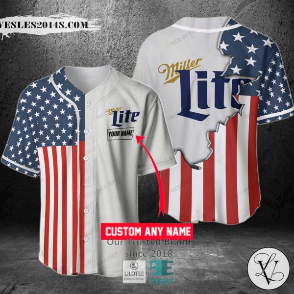 Miller Lite Your Name US Flag Baseball Jersey