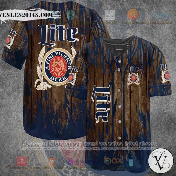 Miller Lite wood pattern Baseball Jersey
