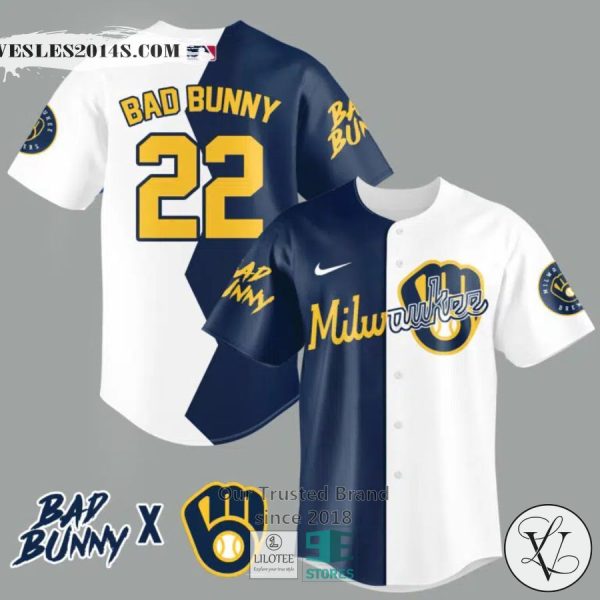 Milwaukee Brewers Bad Bunny 22 Baseball Jersey