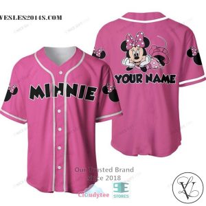 Minnie Mouse Custom Name Pink Baseball Jersey Shirt