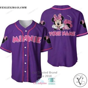 Minnie Mouse Custom Name Purple Baseball Jersey Shirt