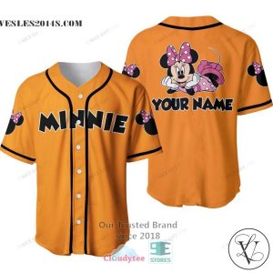 Minnie Mouse Cute Custom Name Baseball Jersey Shirt