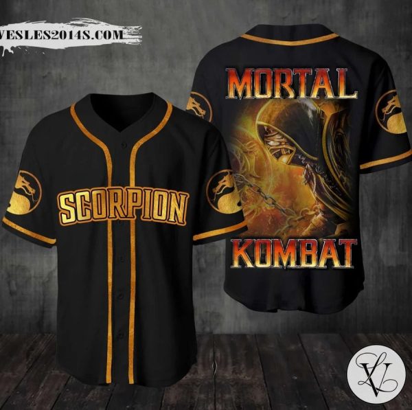 Mortal Kombat Team Scorpion Baseball Jersey Shirt