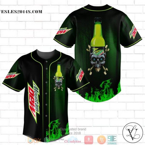 Mountain Dew Flame Skull Baseball Jersey