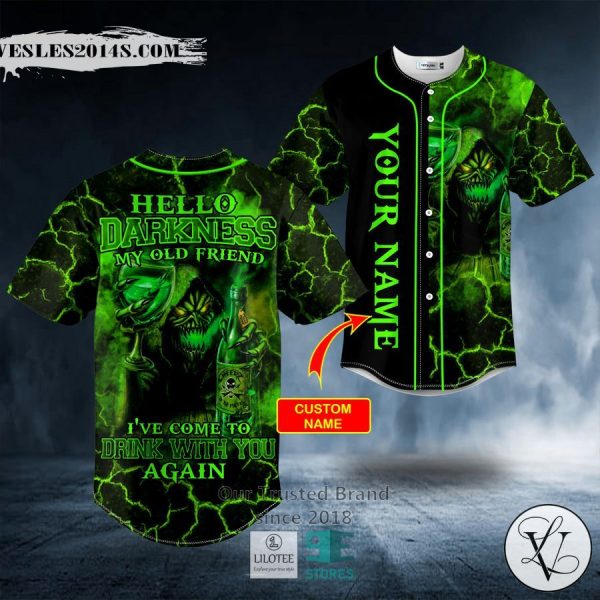 My Old Friend Drink Green Grim Reaper Monster Skull Custom Baseball Jersey