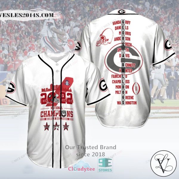 NCAA Georgia Bulldogs 2022 National Champions White Baseball Jersey