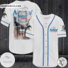 Natural Light US Flag Skull White Baseball Jersey