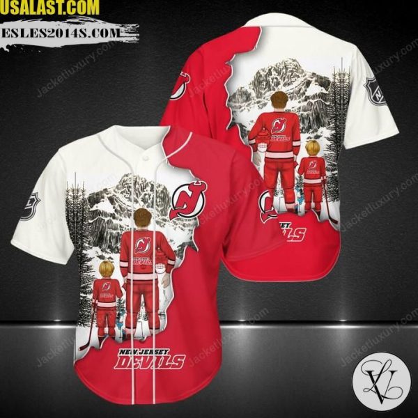 New Jersey Devils Father And Son Team Baseball Jersey Shirt