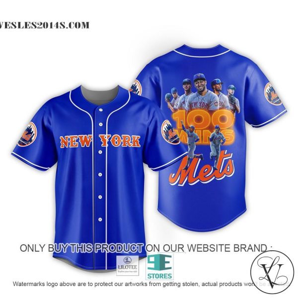 New York Mets 100 Wins blue Baseball Jersey