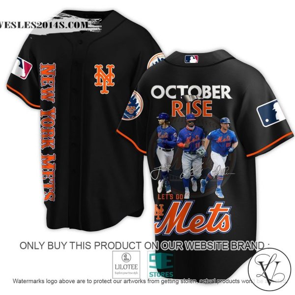 New York Mets October Rise Let’s Go Mets black Baseball Jersey