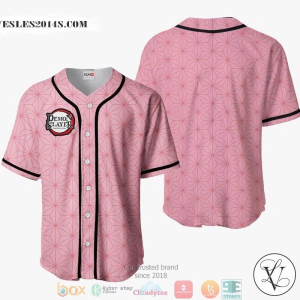 Nezuko Demon Slayer Pink Baseball Jersey Shirt