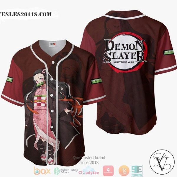 Nezuko Demon Slayer Red Baseball Jersey Shirt