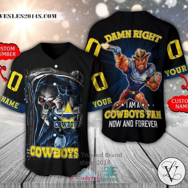 North Queensland Cowboys Skull Personalized Baseball Jersey Shirt