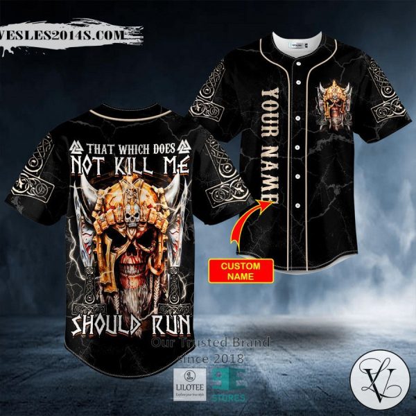 Not Kill Me Should Run Golden Helmet Viking Skull Custom Baseball Jersey