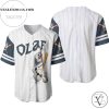 Olaf Snowman Frozen All Over Print Pinstripe Baseball Jersey – White