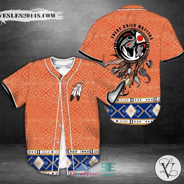 Orange Feather Dream Catcher Wolf Every Child Matters Baseball Jersey