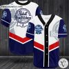 Pabst Blue Ribbon Blue White Baseball Jersey
