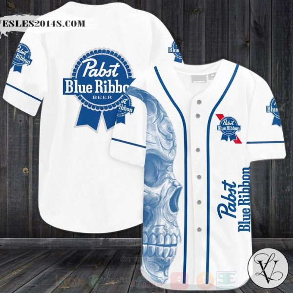 Pabst Blue Ribbon Skull Baseball Jersey Shirt