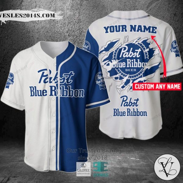 Pabst Blue Ribbon Your Name Blue white Baseball Jersey
