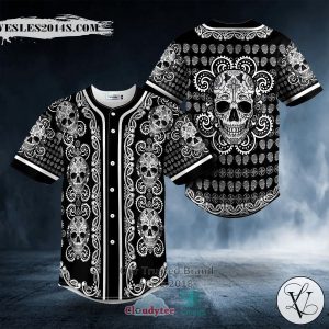Paisley Pattern Of White Sugar Skull Head Baseball Jersey