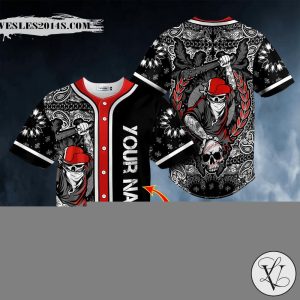 Paisley Pitch A Ball Skull Custom Baseball Jersey