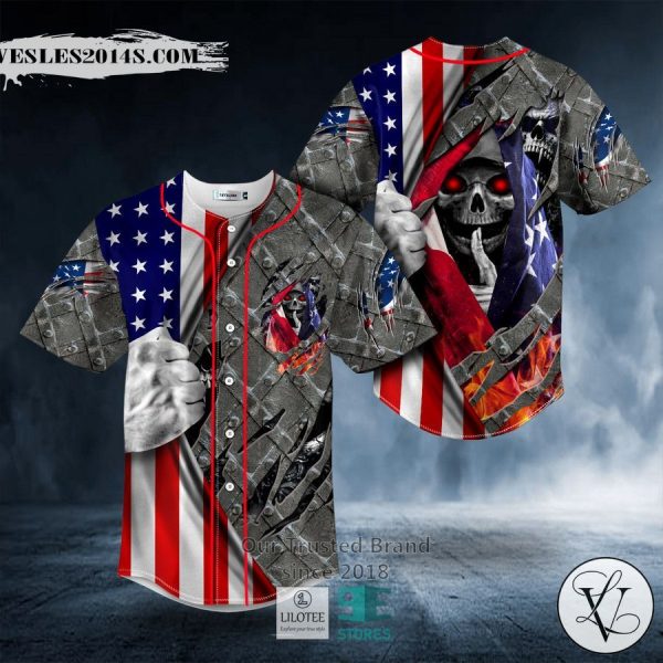 Patriotism U.S Flag Shh Skull Baseball Jersey