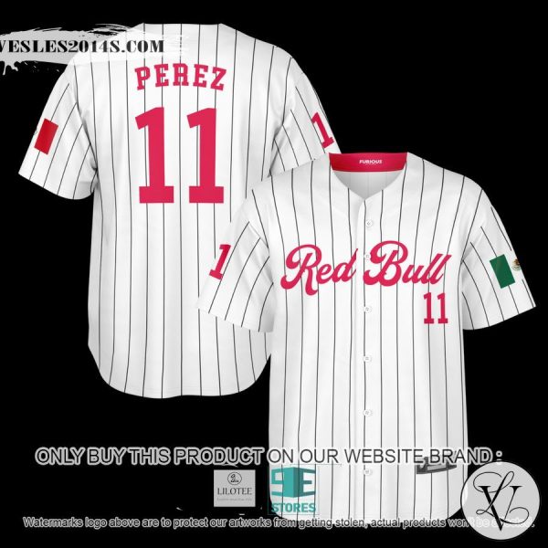 Perez Red Bull 11 White Baseball Jersey