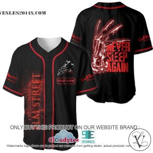 Peronalized Never Sleep Again Nightmare Elm Street Baseball Jersey