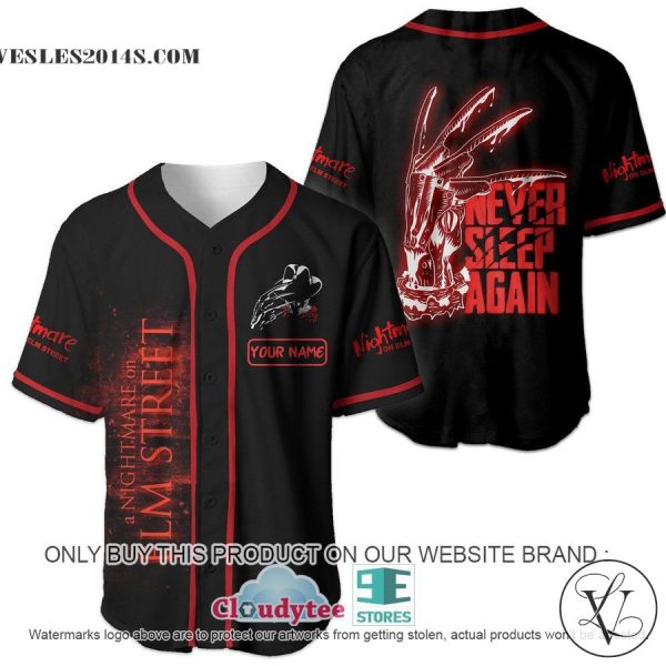 Peronalized Never Sleep Again Nightmare Elm Street Baseball Jersey