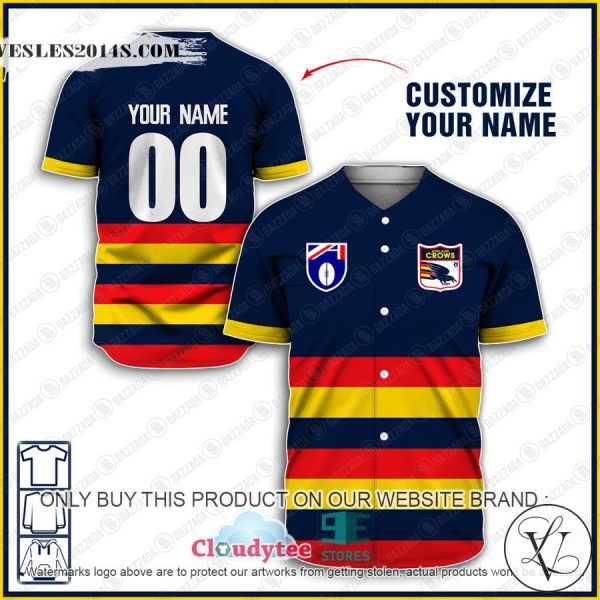 Personalized AFL vintage Adelaide Crows Football Club 90s Baseball Jersey Shirt