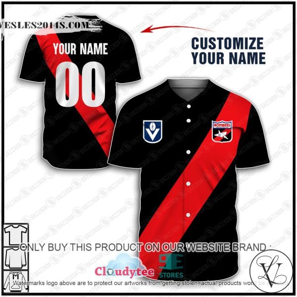 Personalized AFL vintage Adelaide Essendon Football Club 90s Baseball Jersey Shirt